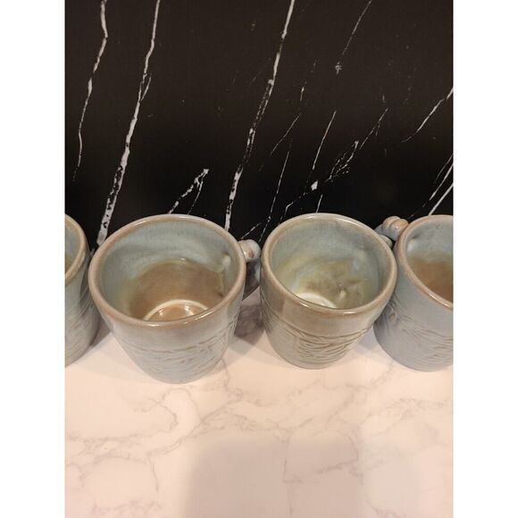 FRANKOMA Pottery Mugs /Cup 7C Blue /Green Mayan Aztec Set Of 5 Vintage MCM EUC - Picture 8 of 10